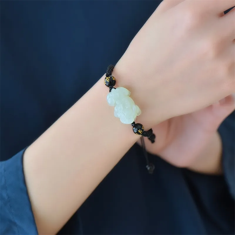 Jing Ruyu Bracelets Pale Greenish White Jade Unisex-1