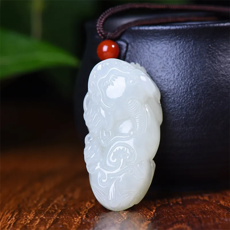 Jing Ruyu Hetian Jade Necklaces White Jade Unisex-1