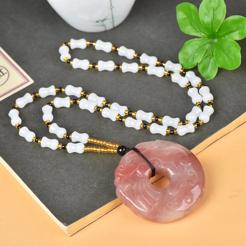 Jing Ruyu Golden Silk Jade Necklaces Unisex-5