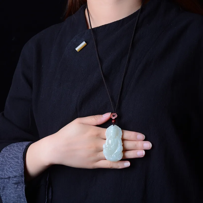 Jing Ruyu Hetian Jade Necklaces White Jade Unisex-6