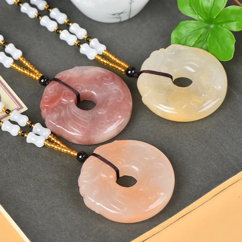Jing Ruyu Golden Silk Jade Necklaces Unisex-6