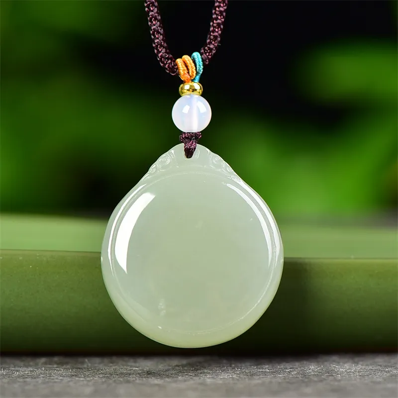Jing Ruyu Hetian Jade Necklaces Pale Greenish White Jade Unisex-2