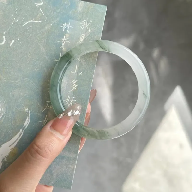 Jing Ruyu Tianshan Jade New Chinese Style Chinese Fashion Trend Floating Flower Bangle Women's-12