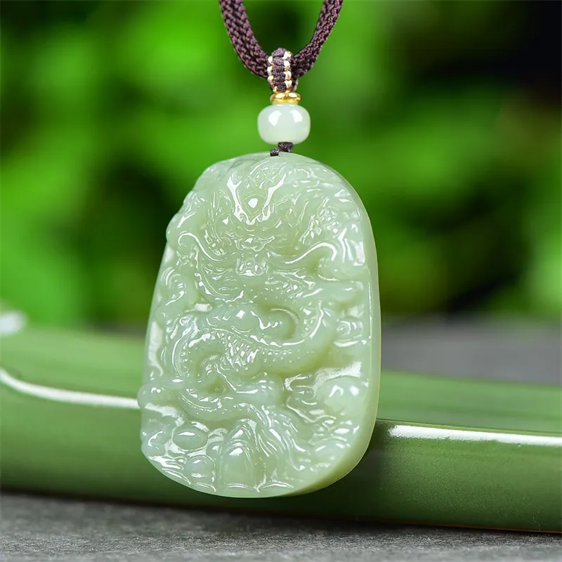 Jing Ruyu Necklaces Pale Greenish White Jade Unisex-2