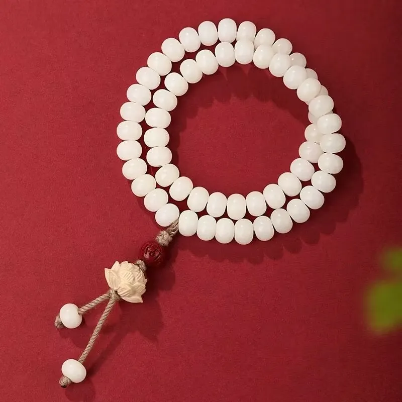 Jing Ruyu White Jade Bodhi Bead Chain Unisex-1