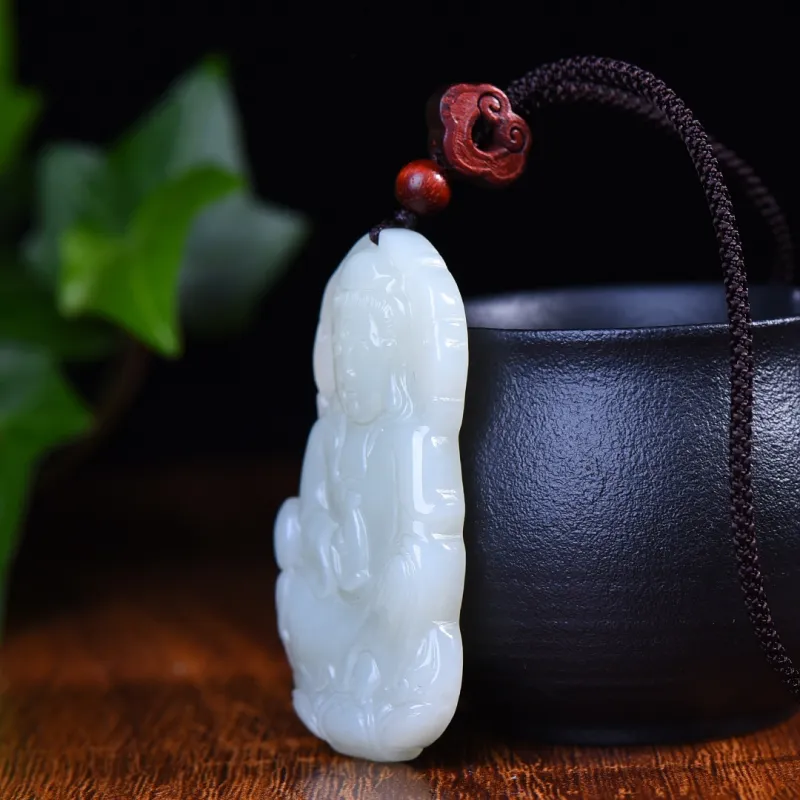 Jing Ruyu Hetian Jade Necklaces White Jade Unisex-3