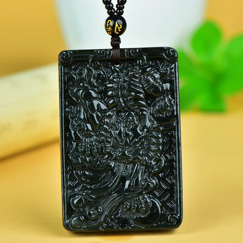 Jing Ruyu Hetian Jade Necklace Jade Pendant Green Jade Unisex-1