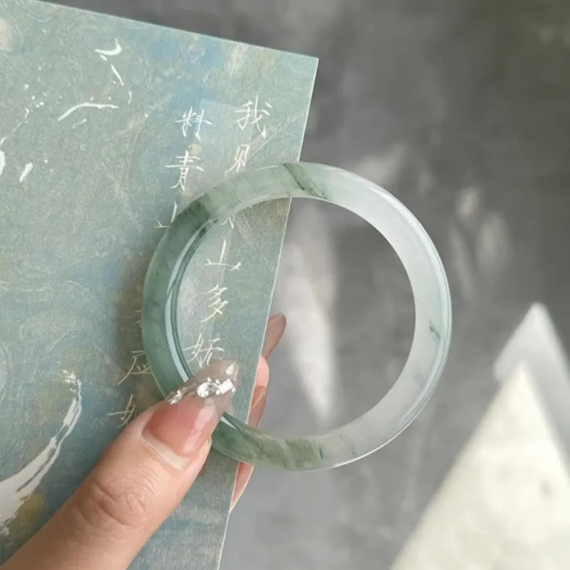 Jing Ruyu Tianshan Jade New Chinese Style Chinese Fashion Trend Floating Flower Bangle Women's-13