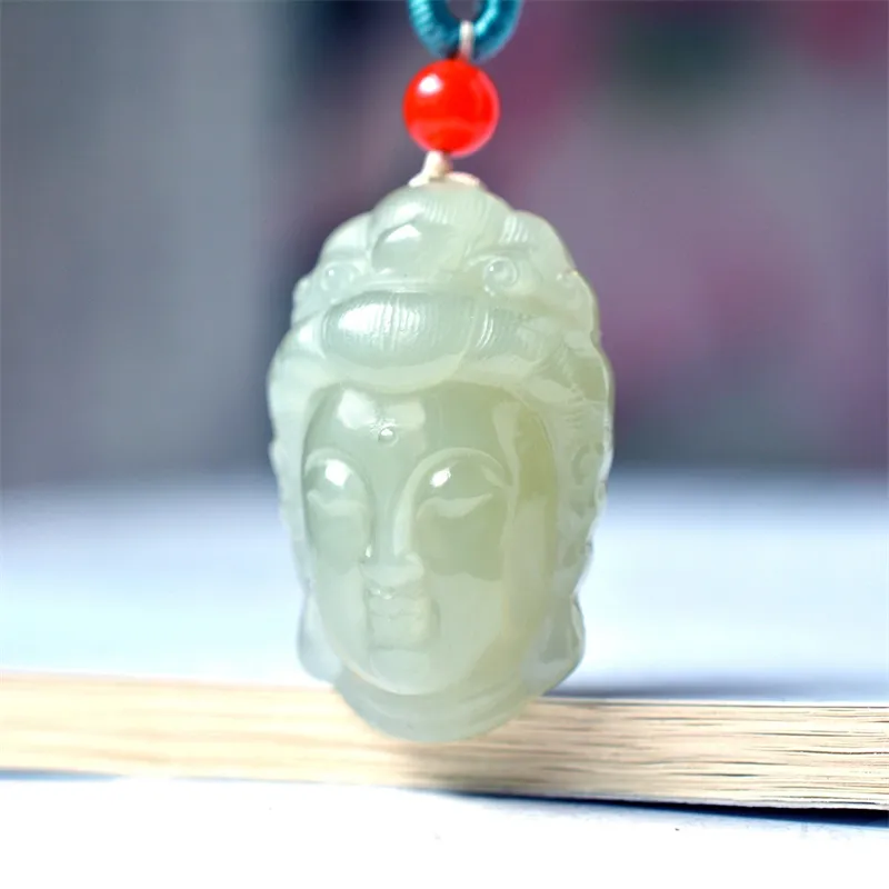 Jing Ruyu Hetian Jade Necklaces Pale Greenish White Jade Unisex-3