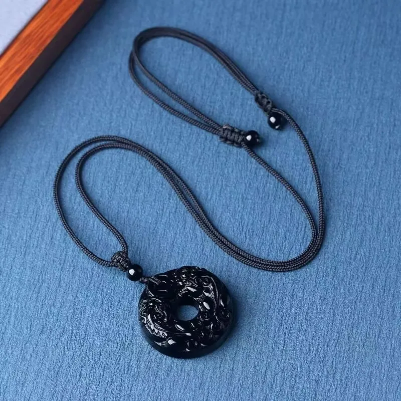 Jing Ruyu Obsidian Jade Necklaces Unisex-5