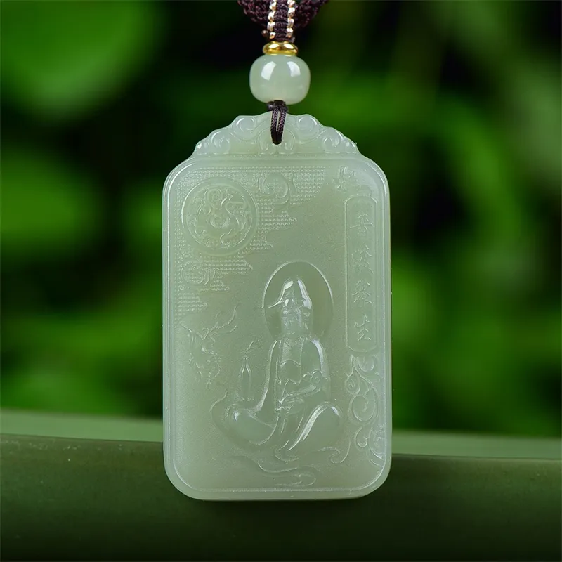 Jing Ruyu Hetian Jade Necklaces Pale Greenish White Jade Unisex-1
