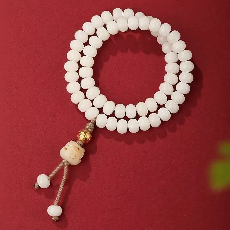 Jing Ruyu White Jade Bodhi Bead Chain Unisex-3