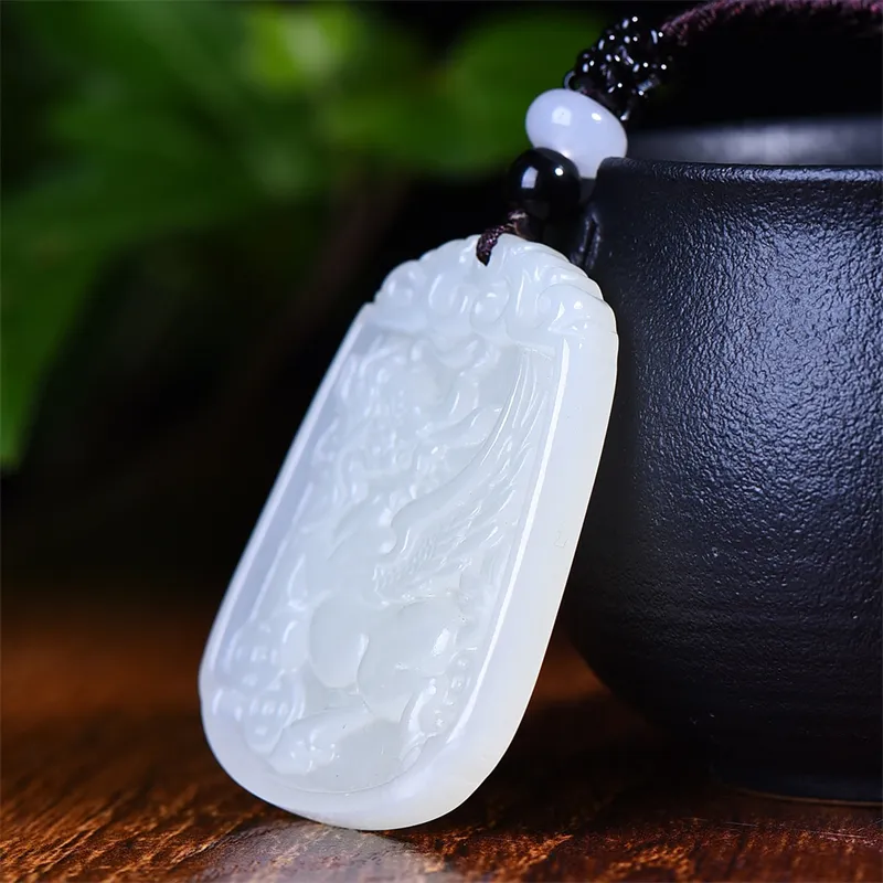 Jing Ruyu Hetian Jade Necklaces White Jade Unisex-3