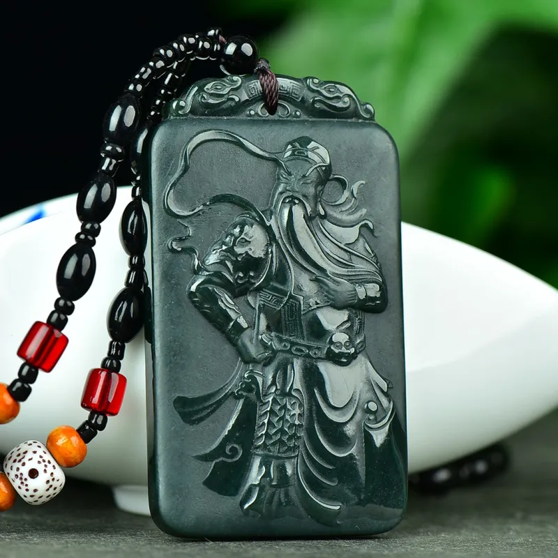 Jing Ruyu Hetian Jade Necklace Jade Pendant Green Jade Unisex-3
