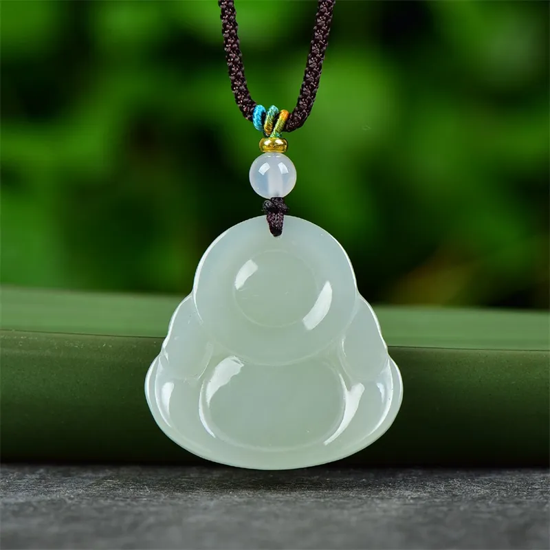 Jing Ruyu Hetian Jade Necklaces Pale Greenish White Jade Unisex-5