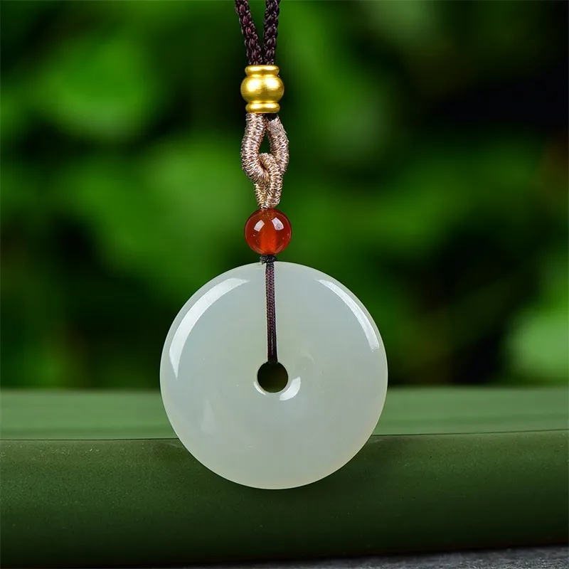 Jing Ruyu Hetian Jade Necklaces Pale Greenish White Jade Unisex-3