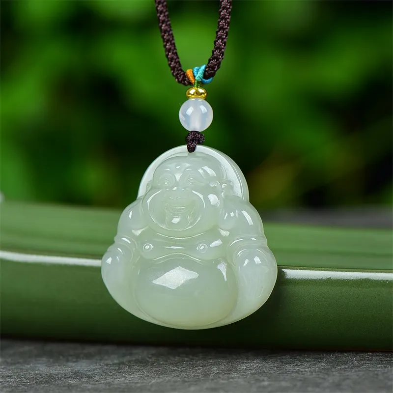Jing Ruyu Hetian Jade Necklaces Pale Greenish White Jade Unisex-2