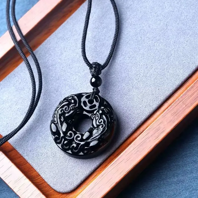 Jing Ruyu Obsidian Jade Necklaces Unisex-3