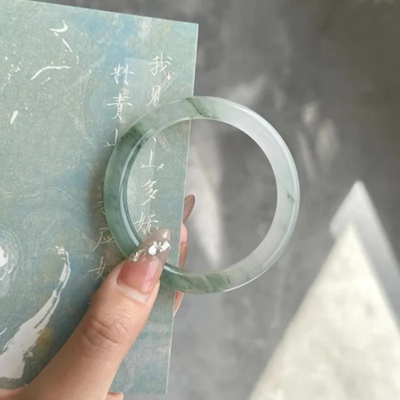 Jing Ruyu Tianshan Jade New Chinese Style Chinese Fashion Trend Floating Flower Bangle Women's-11