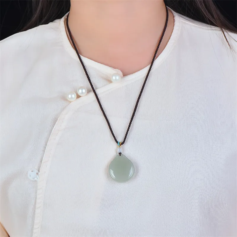 Jing Ruyu Hetian Jade Necklaces Pale Greenish White Jade Unisex-1