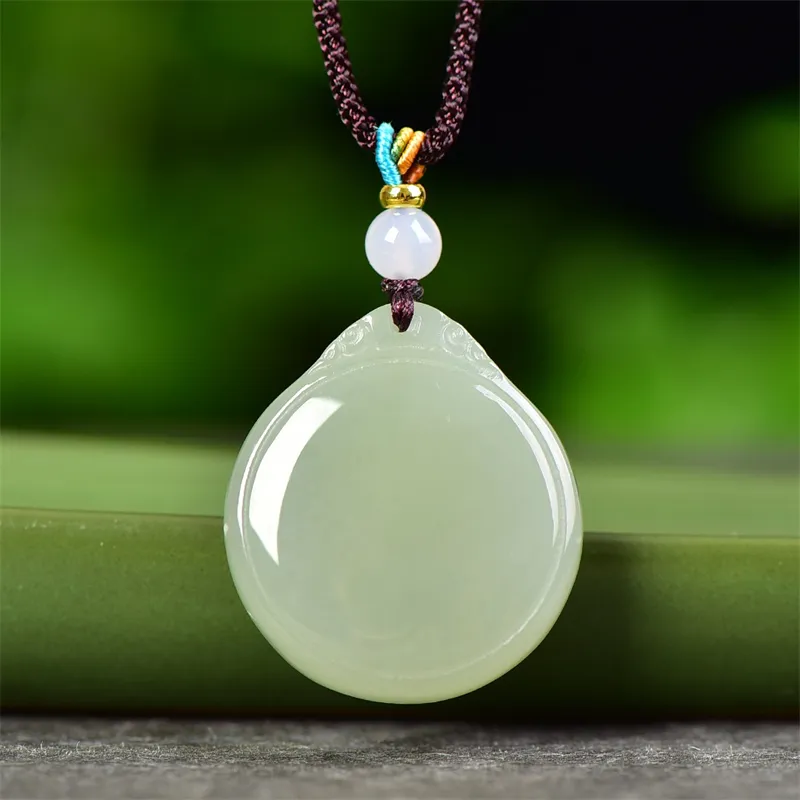 Jing Ruyu Hetian Jade Necklaces Pale Greenish White Jade Unisex-3