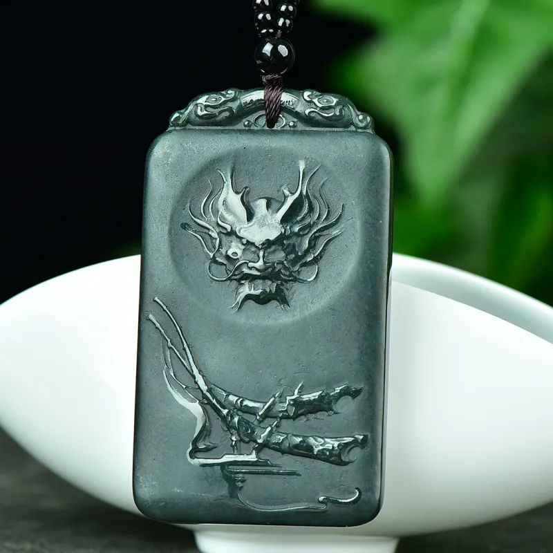 Jing Ruyu Hetian Jade Necklace Jade Pendant Green Jade Unisex-4