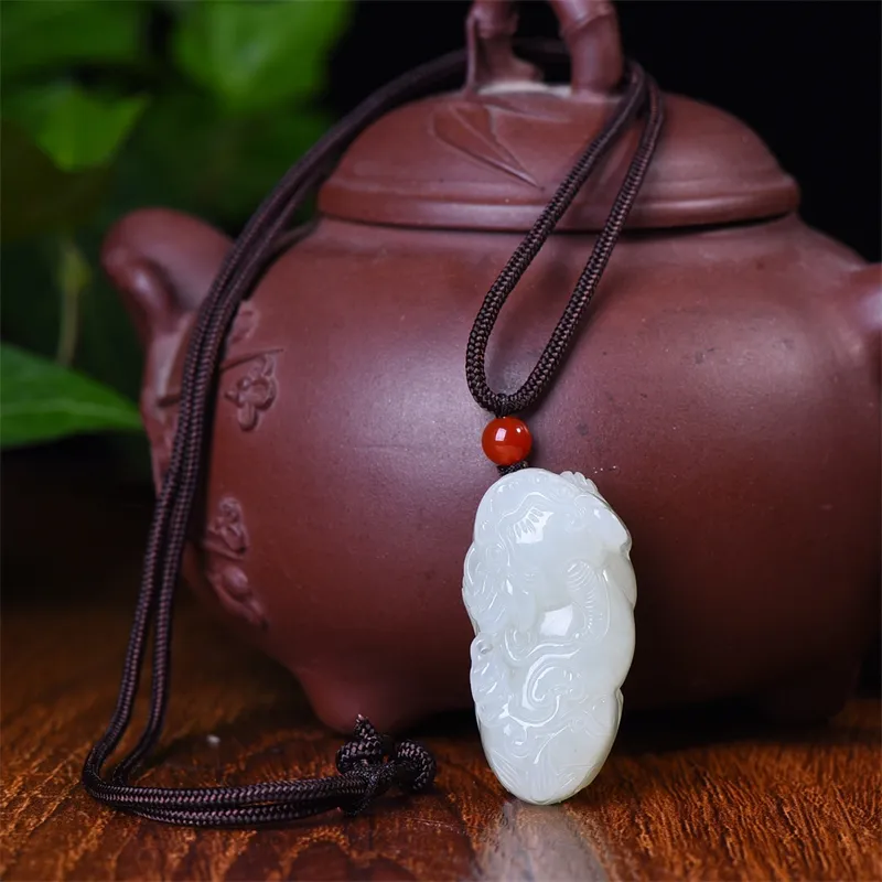 Jing Ruyu Hetian Jade Necklaces White Jade Unisex-5