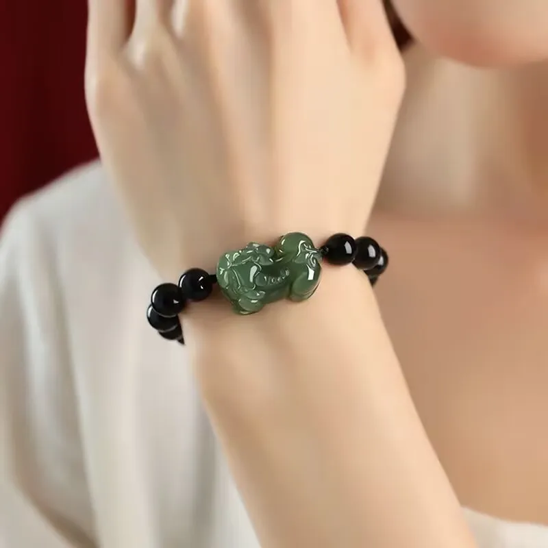 Jing Ruyu Hetian Jade Bracelets Green Jade Unisex-6