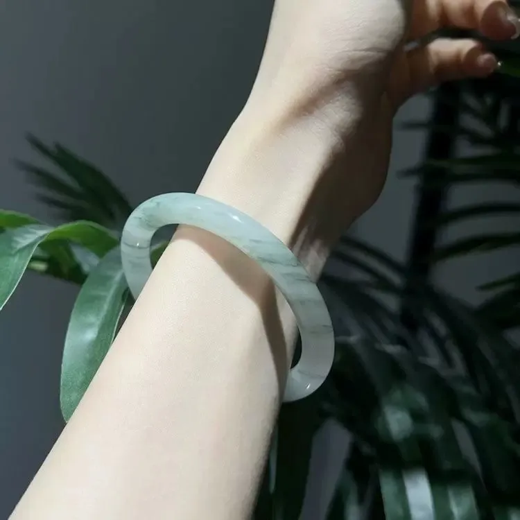 Jing Ruyu Tianshan Jade New Chinese Style Chinese Fashion Trend Floating Flower Bangle Women's-8
