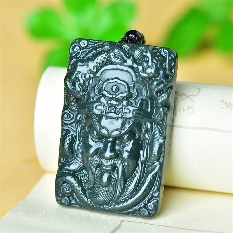 Jing Ruyu Hetian Jade Necklace Jade Pendant Green Jade Unisex-4