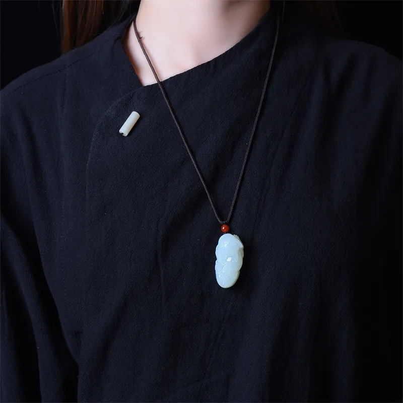 Jing Ruyu Hetian Jade Necklaces White Jade Unisex-4