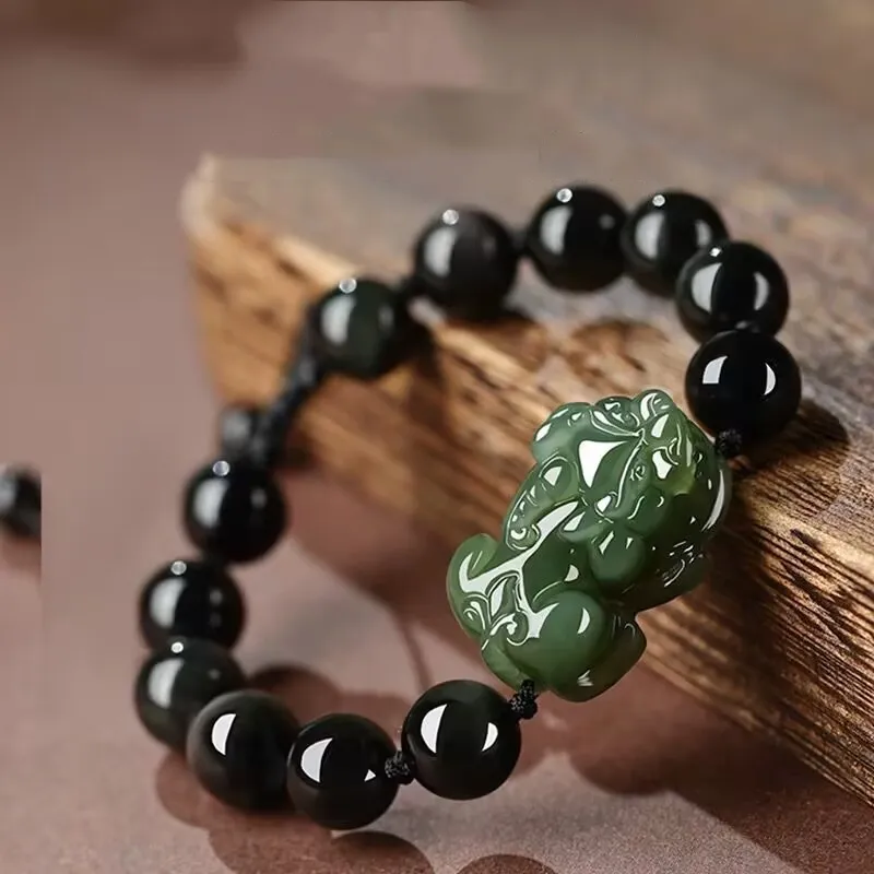 Jing Ruyu Hetian Jade Bracelets Green Jade Unisex-4