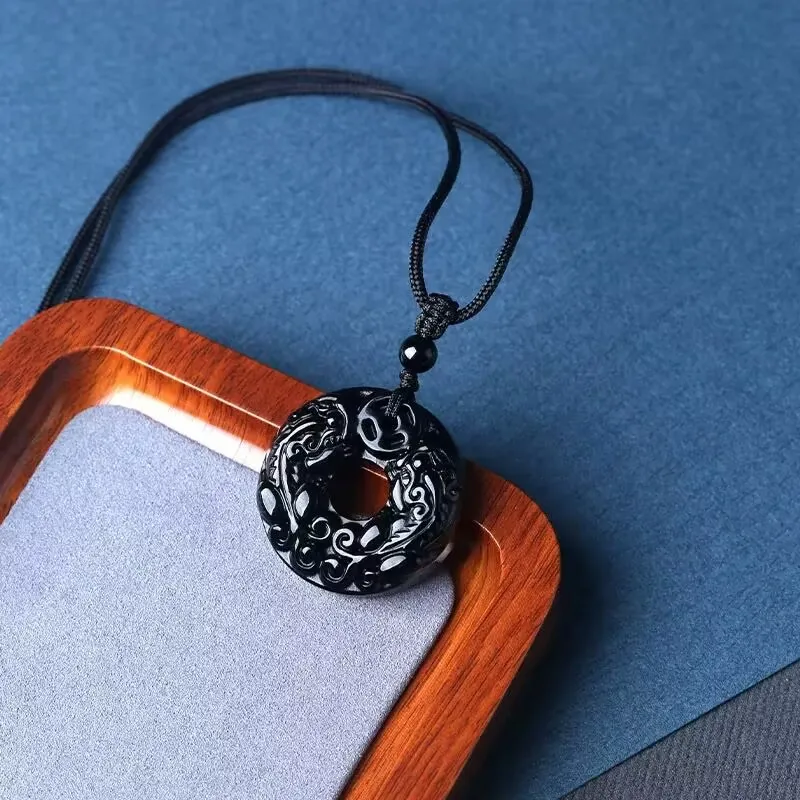 Jing Ruyu Obsidian Jade Necklaces Unisex-2