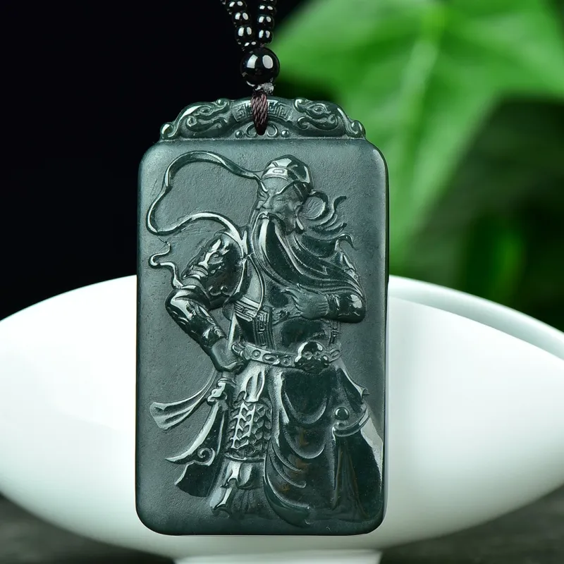 Jing Ruyu Hetian Jade Necklace Jade Pendant Green Jade Unisex-1