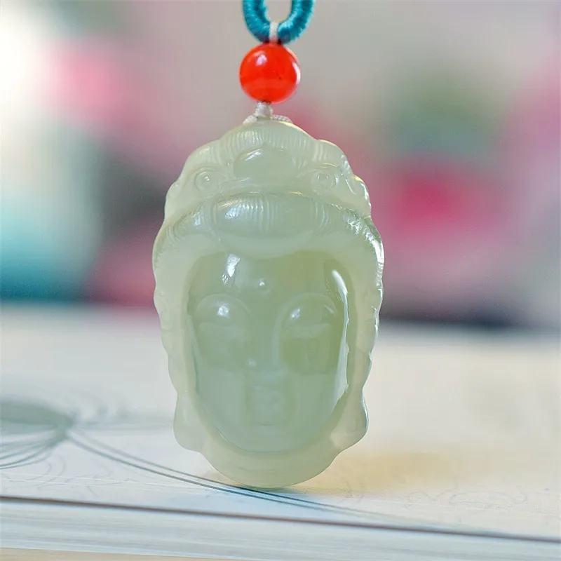 Jing Ruyu Hetian Jade Necklaces Pale Greenish White Jade Unisex-2
