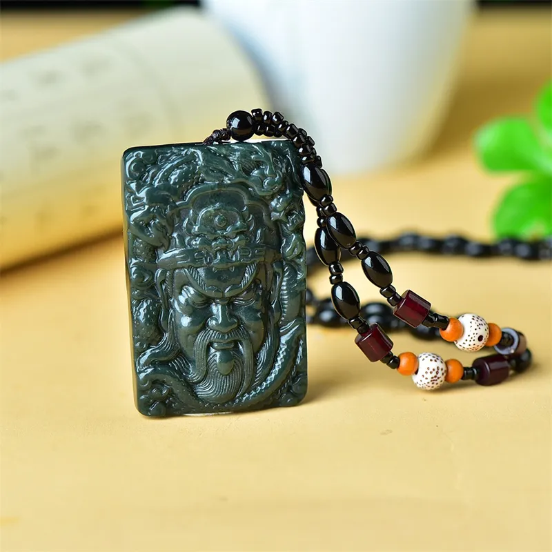 Jing Ruyu Hetian Jade Necklace Jade Pendant Green Jade Unisex-5