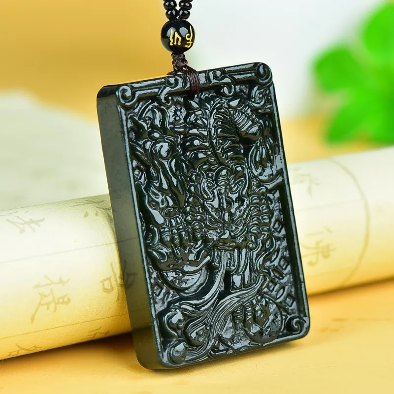 Jing Ruyu Hetian Jade Necklace Jade Pendant Green Jade Unisex-2