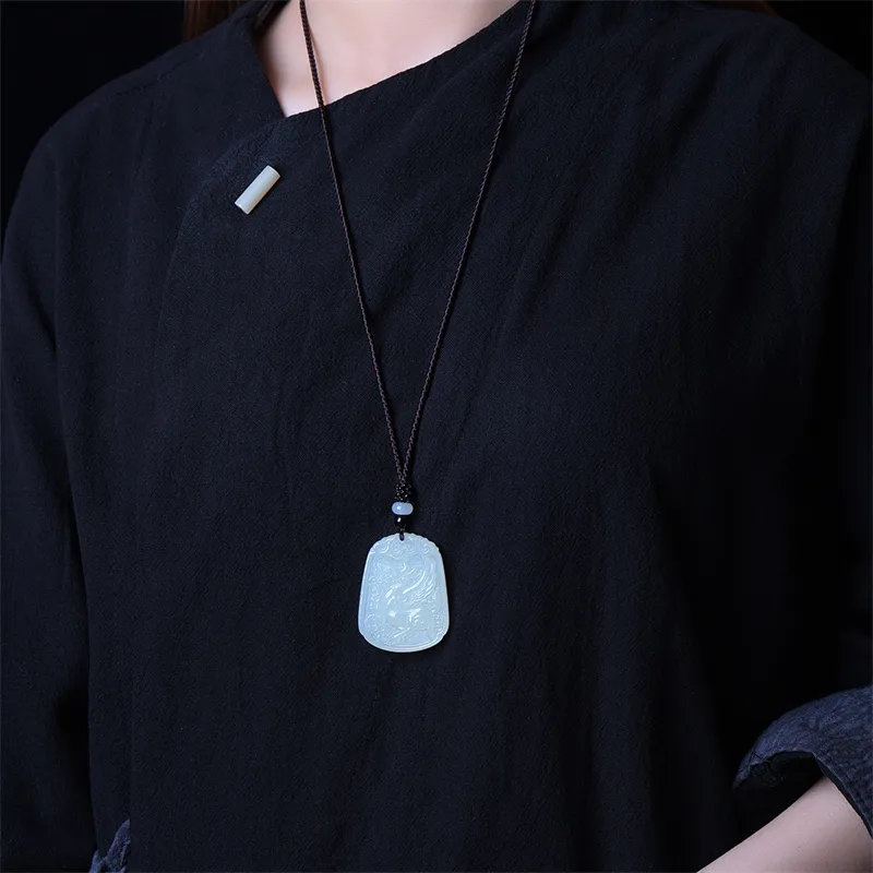 Jing Ruyu Hetian Jade Necklaces White Jade Unisex-6