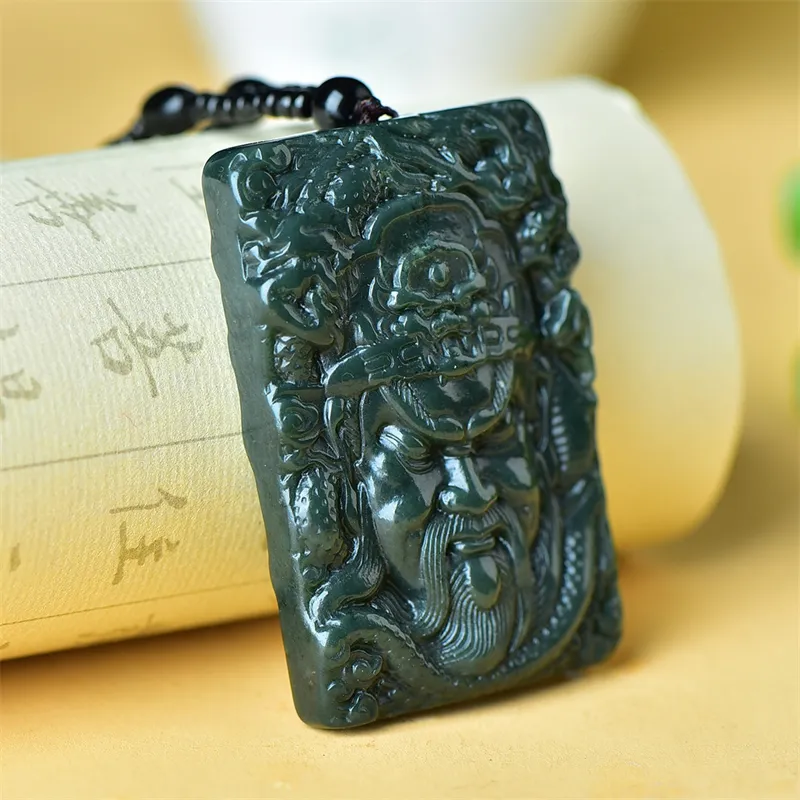 Jing Ruyu Hetian Jade Necklace Jade Pendant Green Jade Unisex-3