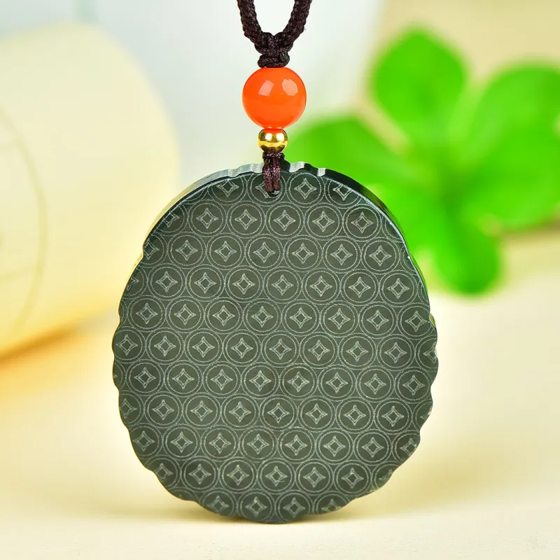 Jing Ruyu Hetian Jade Necklace With Jade Pendant Green Jade Unisex-5