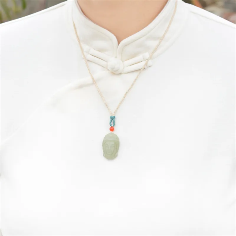 Jing Ruyu Hetian Jade Necklaces Pale Greenish White Jade Unisex-1
