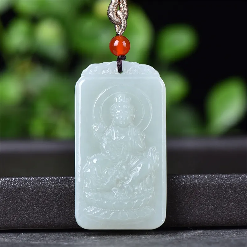 Jing Ruyu Hetian Jade Necklaces Pale Greenish White Jade Unisex-6