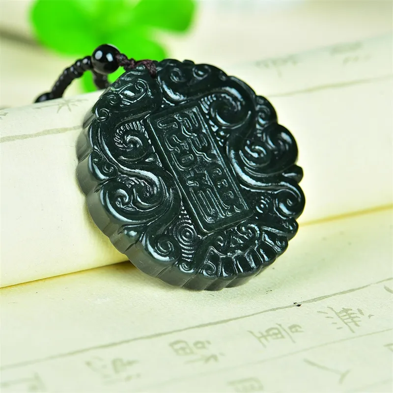 Jing Ruyu Hetian Jade Necklace With Jade Pendant Green Jade Unisex-4