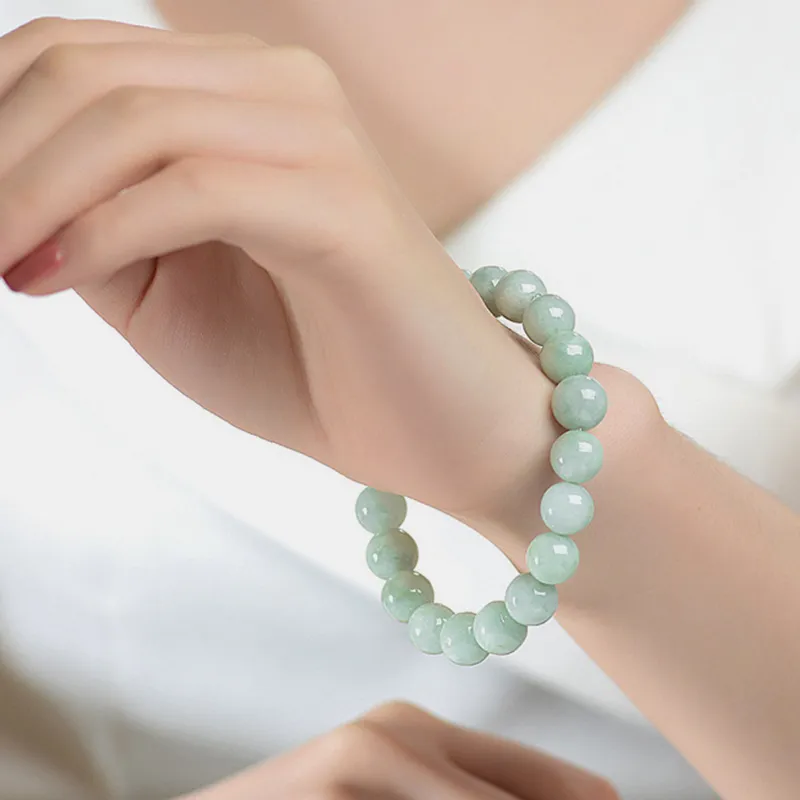 Jing Ruyu Bean Type Jadeite Bracelets Unisex-2
