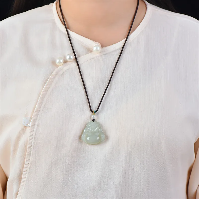 Jing Ruyu Hetian Jade Necklaces Pale Greenish White Jade Unisex-1