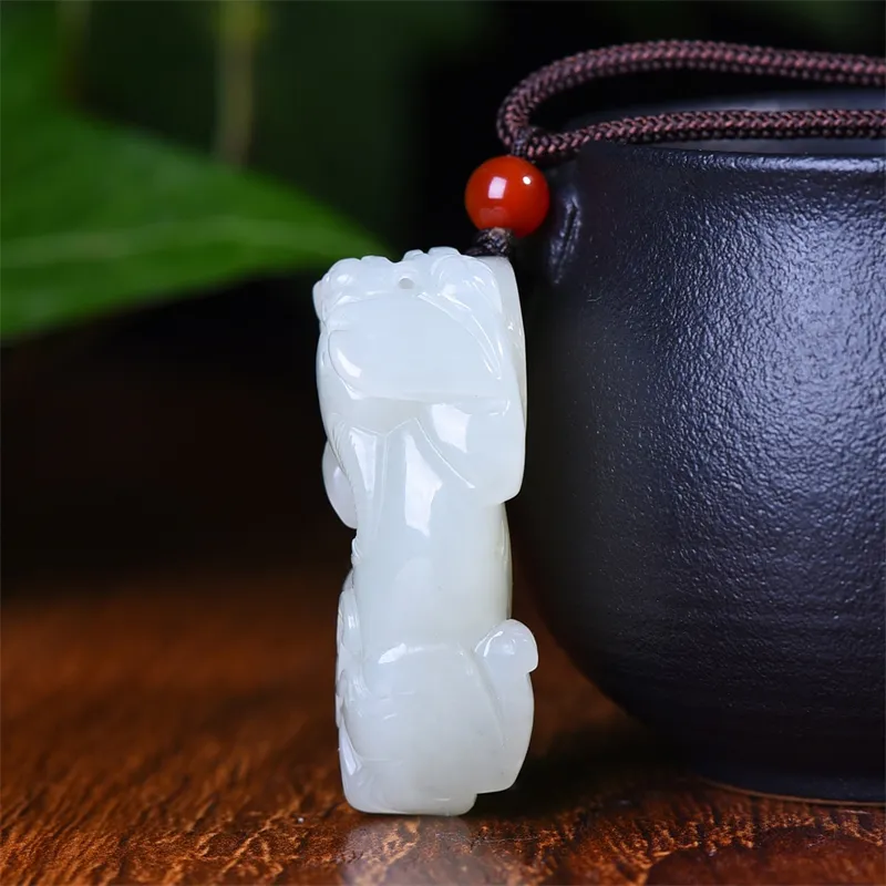 Jing Ruyu Hetian Jade Necklaces White Jade Unisex-2