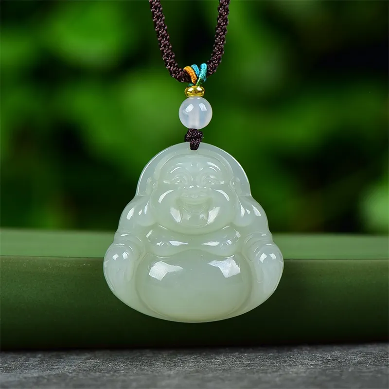 Jing Ruyu Hetian Jade Necklaces Pale Greenish White Jade Unisex-4