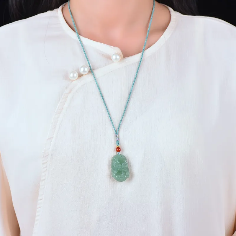 Jing Ruyu Aventurine Necklaces Unisex-12