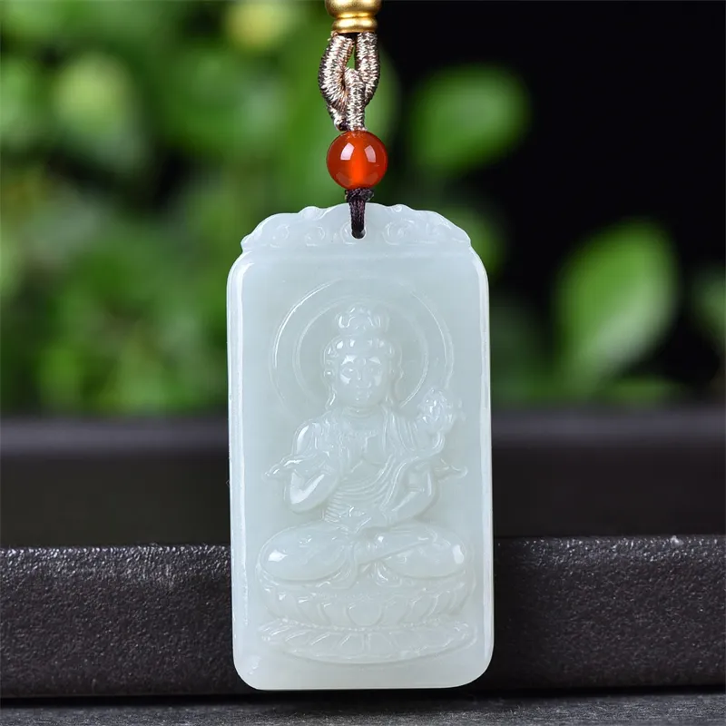 Jing Ruyu Hetian Jade Necklaces Pale Greenish White Jade Unisex-10