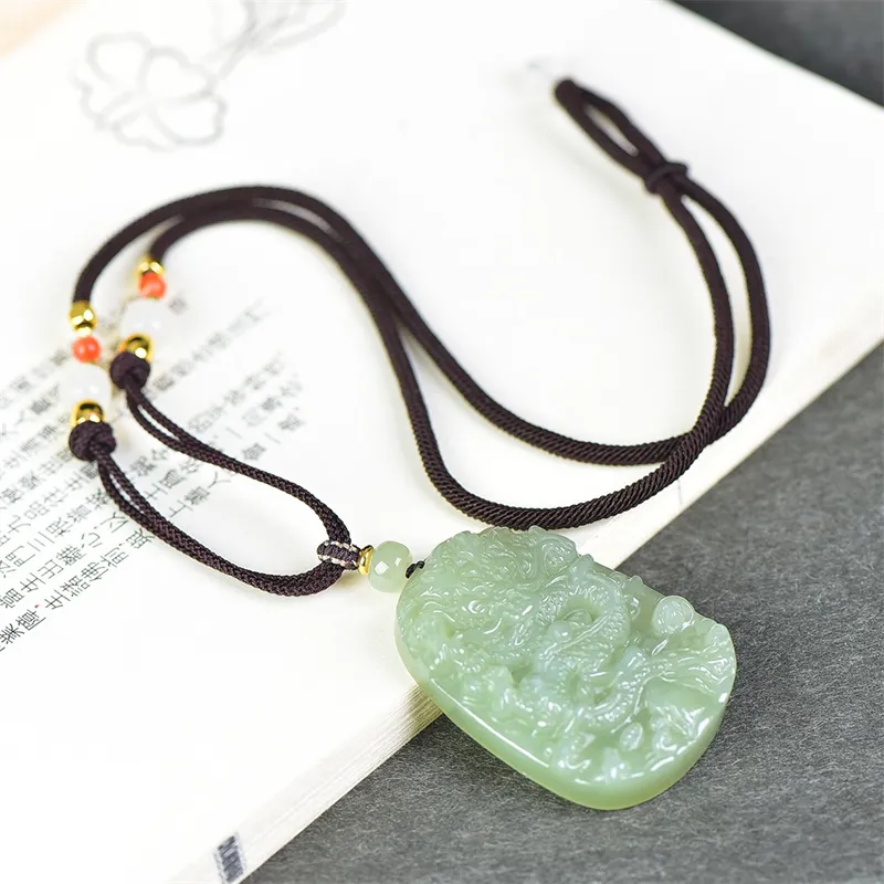 Jing Ruyu Necklaces Pale Greenish White Jade Unisex-5